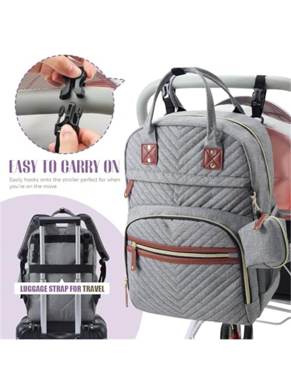 Diaper Bag Backpack Baby Essentials Travel Tote Bag | Multi function - Picture 6 of 6
